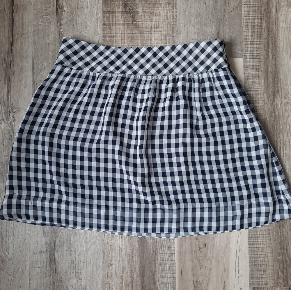 Gap white and navy gingham skirt